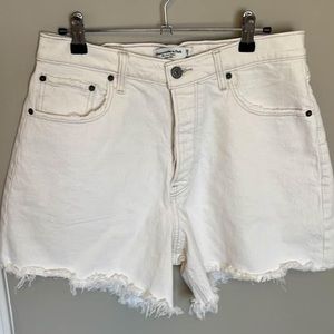 Abercrombie & Fitch High Rise Dad White/ Creme Jean Shorts
